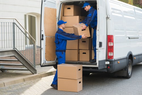 Careful loading of office desks and IT equipment for a Sutton move