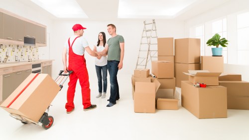 Furniture and boxes being prepared for a flat removal in Sutton