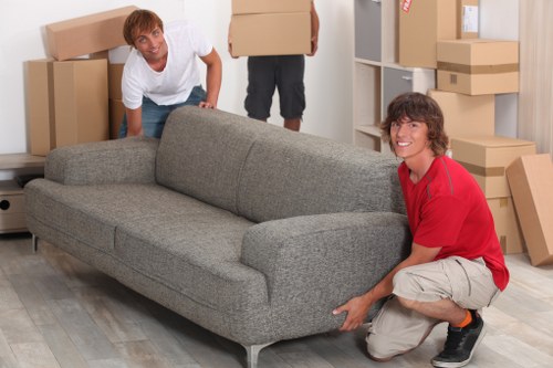 Local moving van loaded with furniture in Sutton