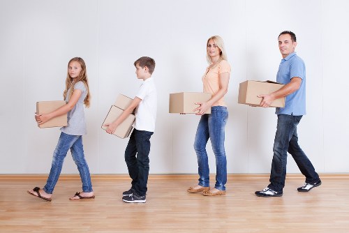 Household boxes and furniture loaded for transport