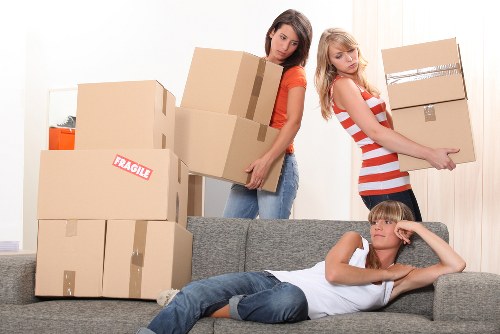 Packed boxes and furniture ready for a Sutton removals van service